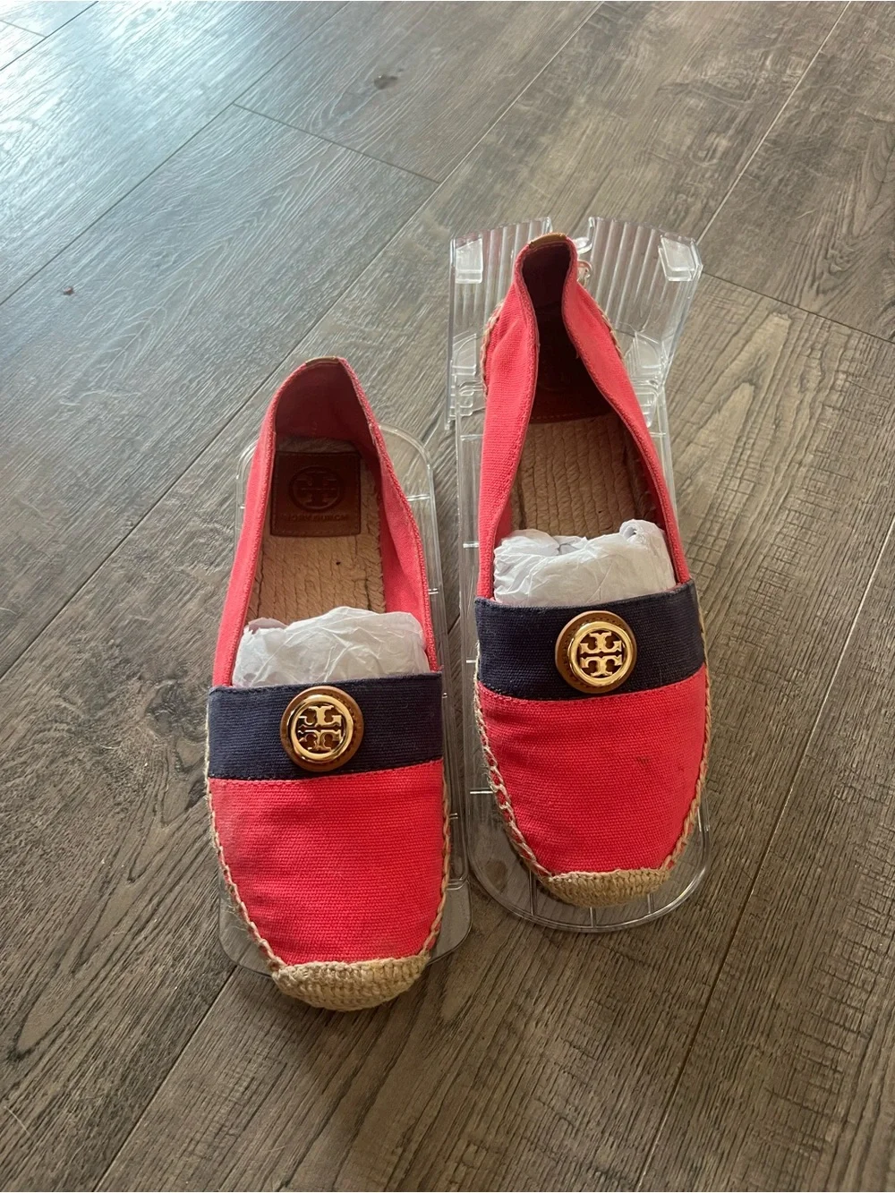 Tory Burch Hot Pink Canvas Espadrille Flat with Jute Insole